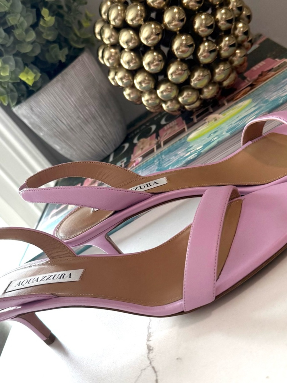 Aquazzura So Nude Petal Rode Sandal, Pink Slingback Kitten Heel EU 39 US 9 - Picture 6 of 9